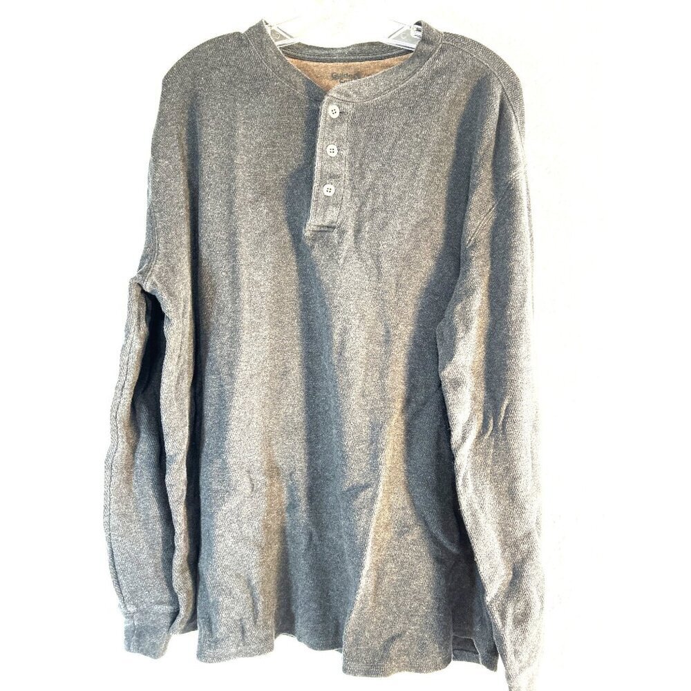 Guide Series Mens Henley Shirt Long Sleeve Quarter Button Gray Size L